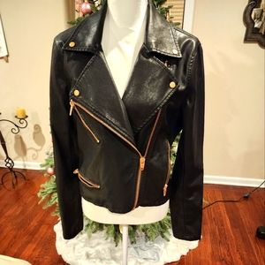 MOTO Jacket with rose gold zippers